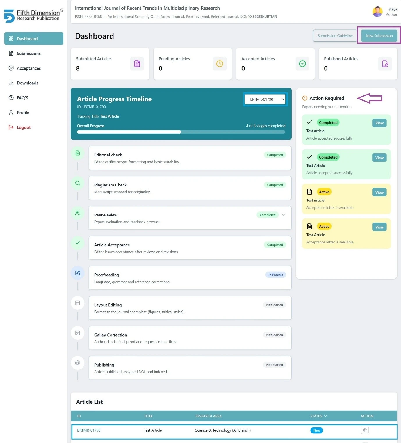 EMS Dashboard interface